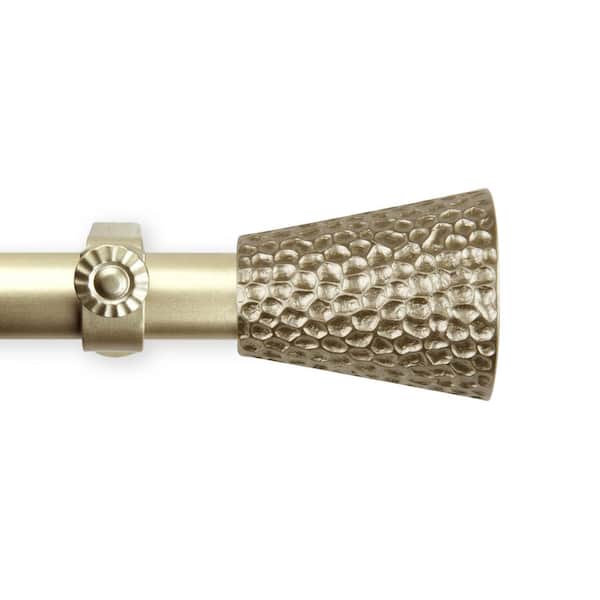 EMOH 66 in. - 120 in. Adjustable Single Curtain Rod 1 in. Dia in Gold with Henley Finials