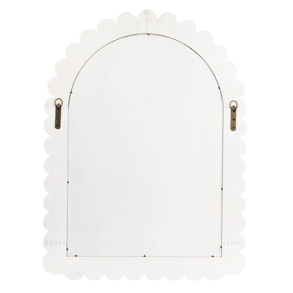 Whitewashed Arched Scallop Pattern Wood Wall Mirror