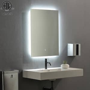 24 in. W x 32 in. H Rectangular Frameless Anti-Fog Bathroom Vanity Mirror with 3 Color Changeable LED and 3 Pin Plug
