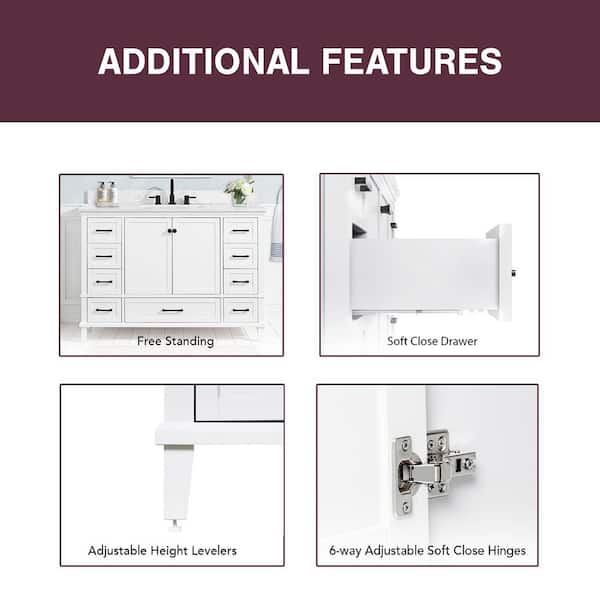 Home Decorators Collection Merryfield 49 in. Single Sink White