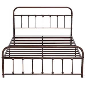 Victorian Bed Frame Bronze Purple, Heavy-Duty Metal Bed Frame, Full Size Platform Bed with Headboard, No Box Spring Need