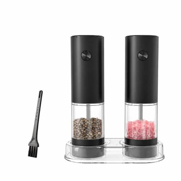 Black Automatic Salt and Pepper Grinder Set with LED Light, 95 ml Capacity and 5 Coarseness Settings, 2-Pack