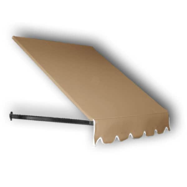 AWNTECH 10.38 ft. Dallas Retro Fixed Awning 124.5 in. W x 24 in. H x 48 in. D Acrylic Fabric in Tan