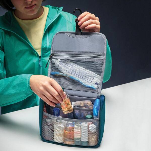 Travelon World Travel Essentials Peacock Teal Hanging Toiletry Kit