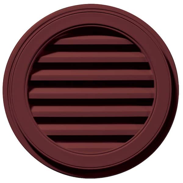 Builders Edge 22 in. x 22 in. Round Red Plastic Built-in Screen Gable Louver Vent