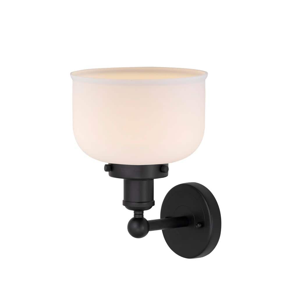 Bell 1-Light Matte Black Wall Sconce with White Glass Shade price history on PriceWatchPro