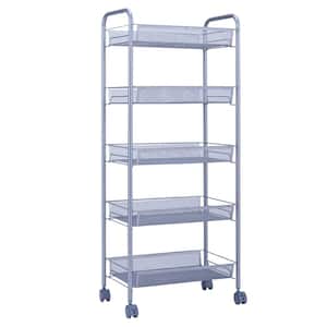 Multi-Functional Steel Removable 4-Wheeled Storage Cart in Silver