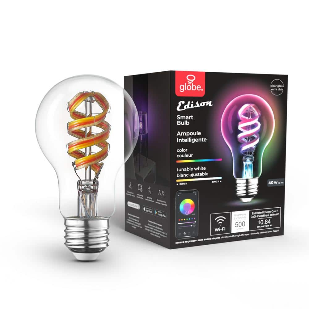 Wi-Fi Smart 7-Watt (40-Watt Equiv) A19 Shape E26 Base LED Light Bulb, Multi