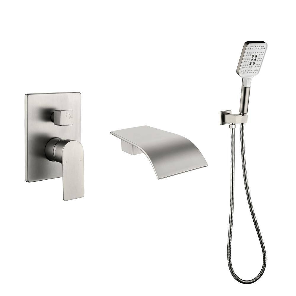 Single-Handle 3-Spray Tub Wall Mount and Shower Faucet with Handheld Shower