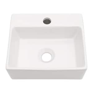 4.8 in. Wall-Mounted Rectangular Bathroom Sink in White Ceramic