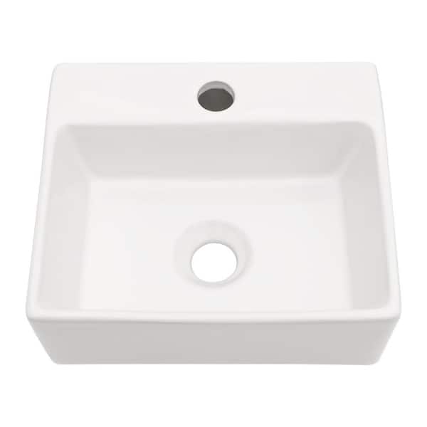 Tatahance 4.8 in. Wall-Mounted Rectangular Bathroom Sink in White Ceramic