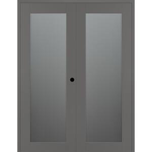Vona 207 64 in. x 96 in. Left Active Full Lite Frosted Glass Gray Matte Wood Composite Double Prehung Interior Door