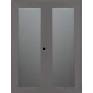 Vona 207 72 in. x 96 in. Left Active Full Lite Frosted Glass Gray Matte Wood Composite Double Prehung Interior Door