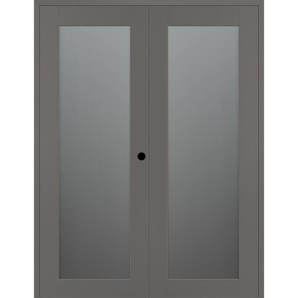 Belldinni Vona 207 72 in. x 96 in. Left Active Full Lite Frosted Glass Gray Matte Wood Composite Double Prehung Interior Door