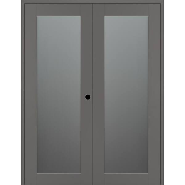 Belldinni Vona 207 60 in. x 80 in. Left Active Full Lite Frosted Glass Gray Matte Wood Composite Double Prehung Interior Door