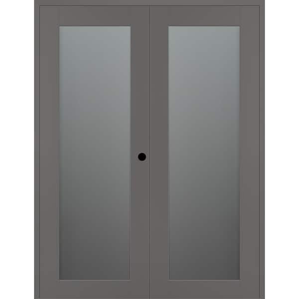 Belldinni Vona 207 36 in. x 80 in. Left Active Full Lite Frosted Glass Gray Matte Wood Composite Double Prehung Interior Door