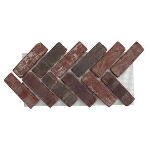 28 in. x 12.5 in. x 0.5 in. Brickwebb Herringbone Rosewood Thin Brick Sheets (Box of 5-Sheets)