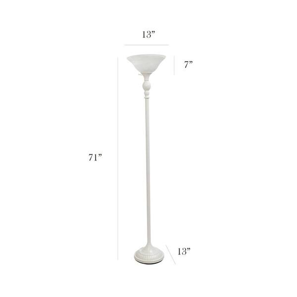 Elegant Designs 71 in. 1-Light White Torchiere Floor Lamp with