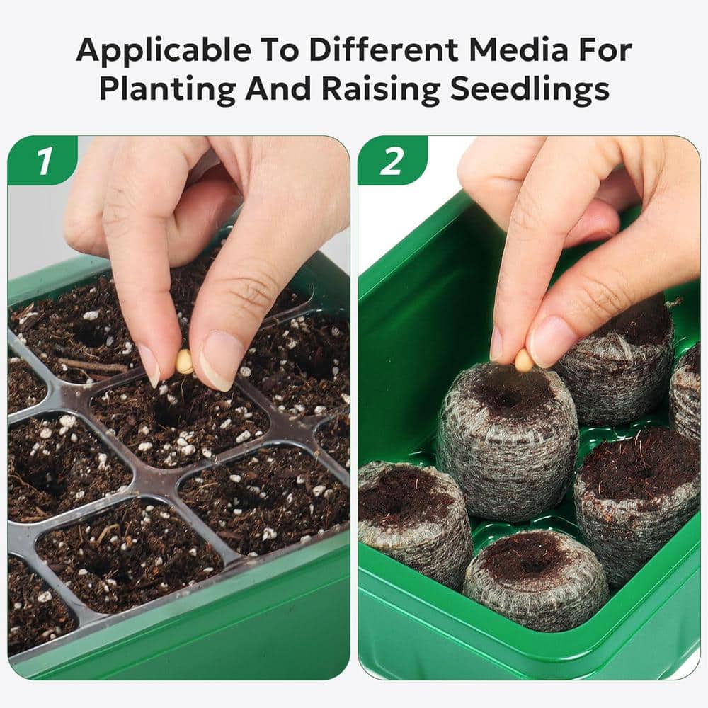 Green Plastic Seed Starter Tray Kit with Humidity Dome