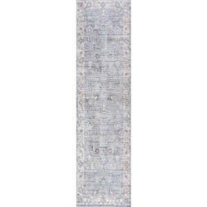 Modern Persian Vintage Moroccan Traditional Light Gray 2 ft. x 10 ft. Runner Rug