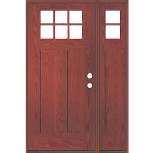 PINNACLE Craftsman 50 in. x 80 in. 6-Lite Left-Hand/Inswing Clear Glass Redwood Stain Fiberglass Prehung Front Door/RSL