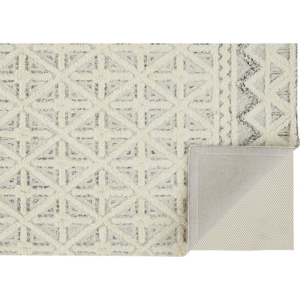 HomeRoots 9 ft. x 12 ft. Ivory and Black Geometric Area Rug