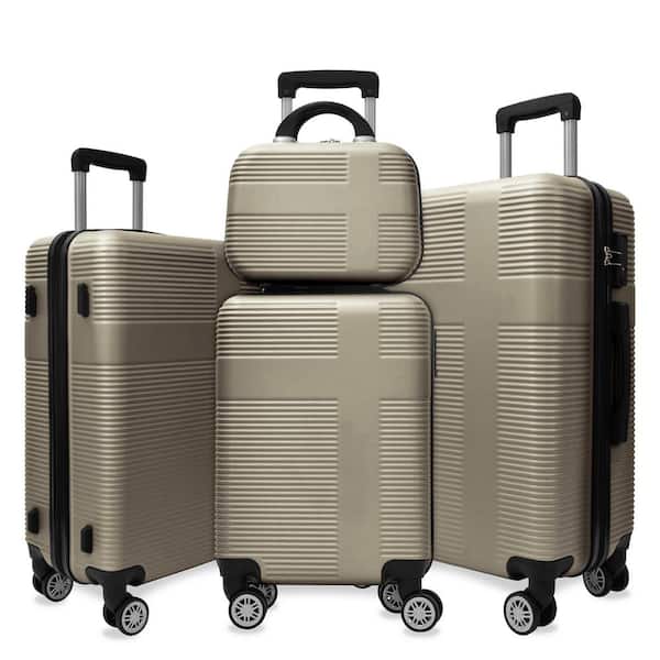 INNOBULE 4-Piece Hard Shell Bronze Toiletry Luggage Set with TSA Lock (12/20/24/28 in.)