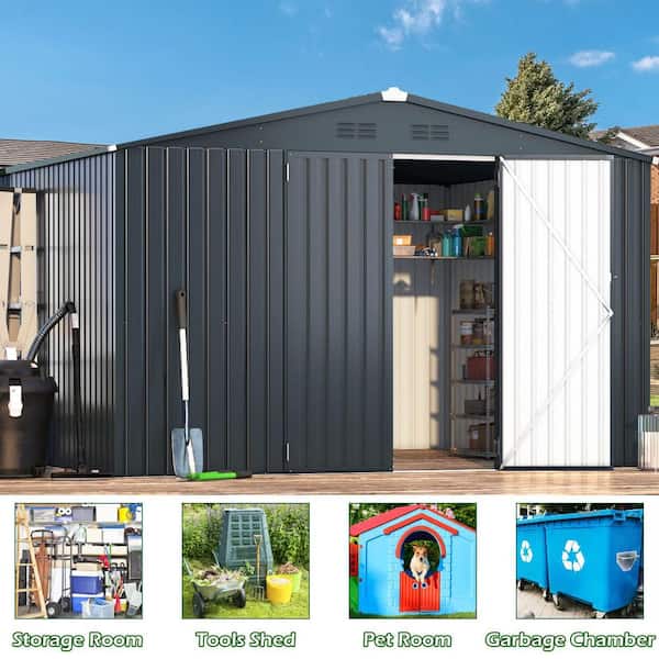 Sudzendf 10 ft. W x 10 ft. D Metal Shed with Double Lockable Door