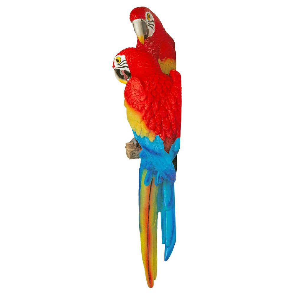 Tropical Scarlet Macaws Resin Wall Statue 26.2" High