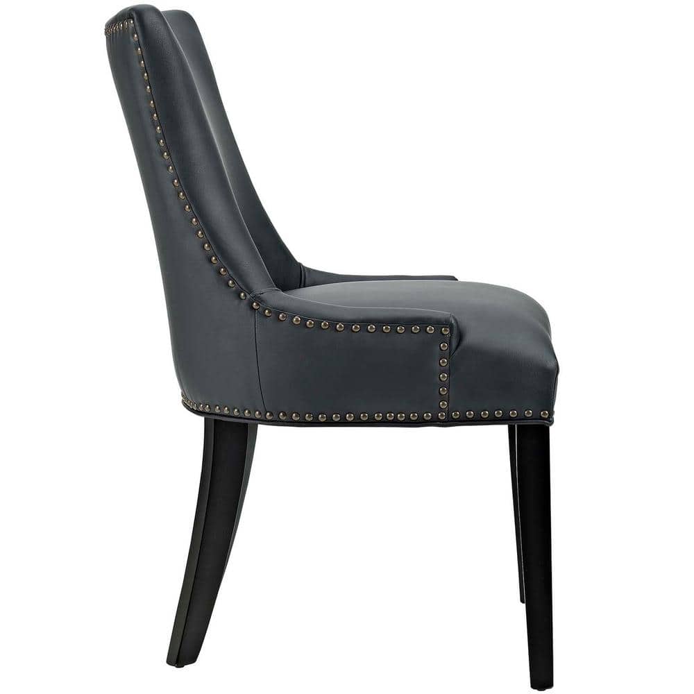 High Back Black Leather Upholstered Parsons Side Chair