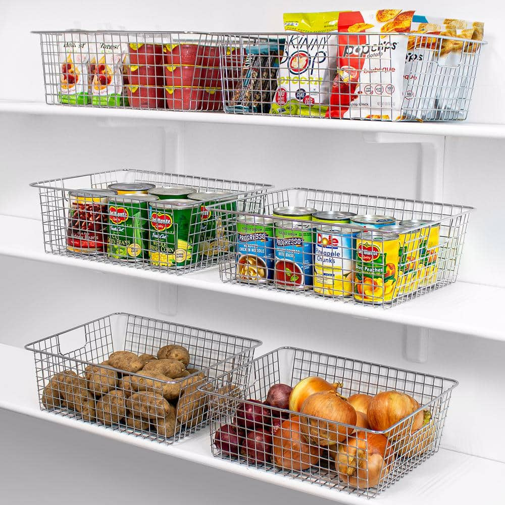 Sorbus 4 Pack White Metal Wire Baskets Storage Bin Organizer MTL-BSKT4-WH -  The Home Depot