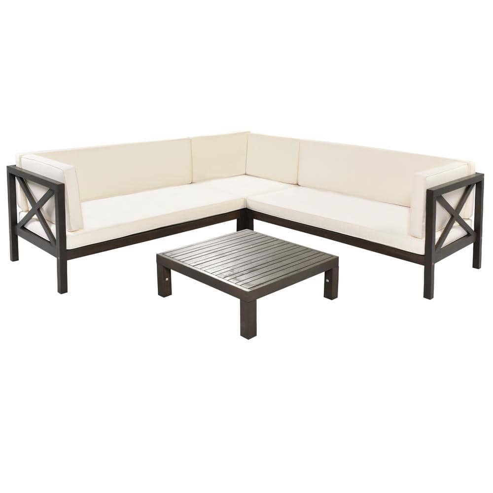 4-Piece Wicker Patio Conversation Sectional Seating Set with CushionGuard B