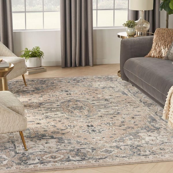 Concerto Beige/Grey 7 ft. x 10 ft. Center medallion Traditional Area Rug