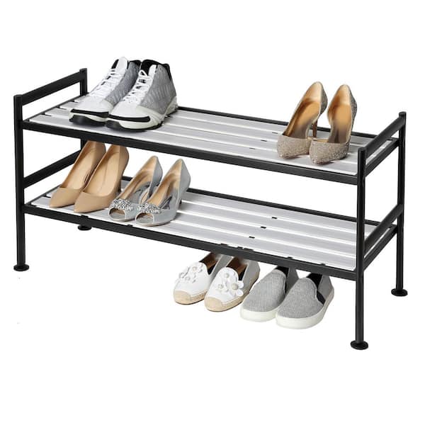 Contain Celsius Forward Seville Classics Extra-Wide 4-Tier 20-Pair Resin Slat Shelf Sturdy Metal  Frame Shoe Storage Rack Organizer, Silver Leaf SHE15918 - The Home Depot