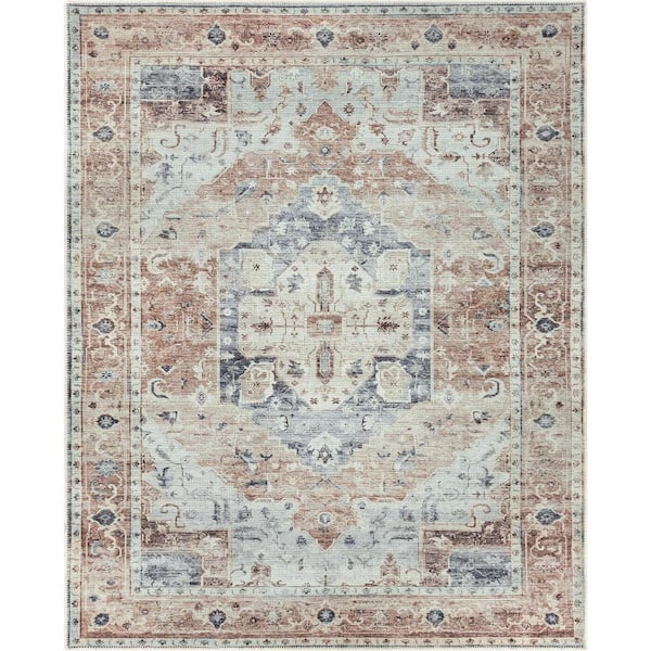 Well Woven Lotus Binita Vintage Persian Oriental Ivory Rust 5 ft. 3 in. x 7 ft. 3 in. Area Rug