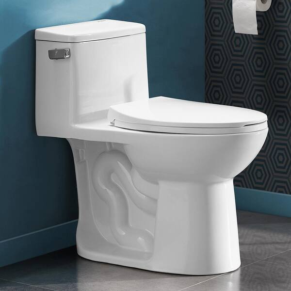 Swiss Madison Avallon 1-piece 1.28 GPF Left Side Single Flush Handle Elongated Toilet in White with Seat Included