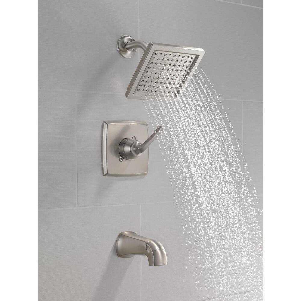 Geist Brushed Nickel Square Wall Mounted Tub and Shower Set