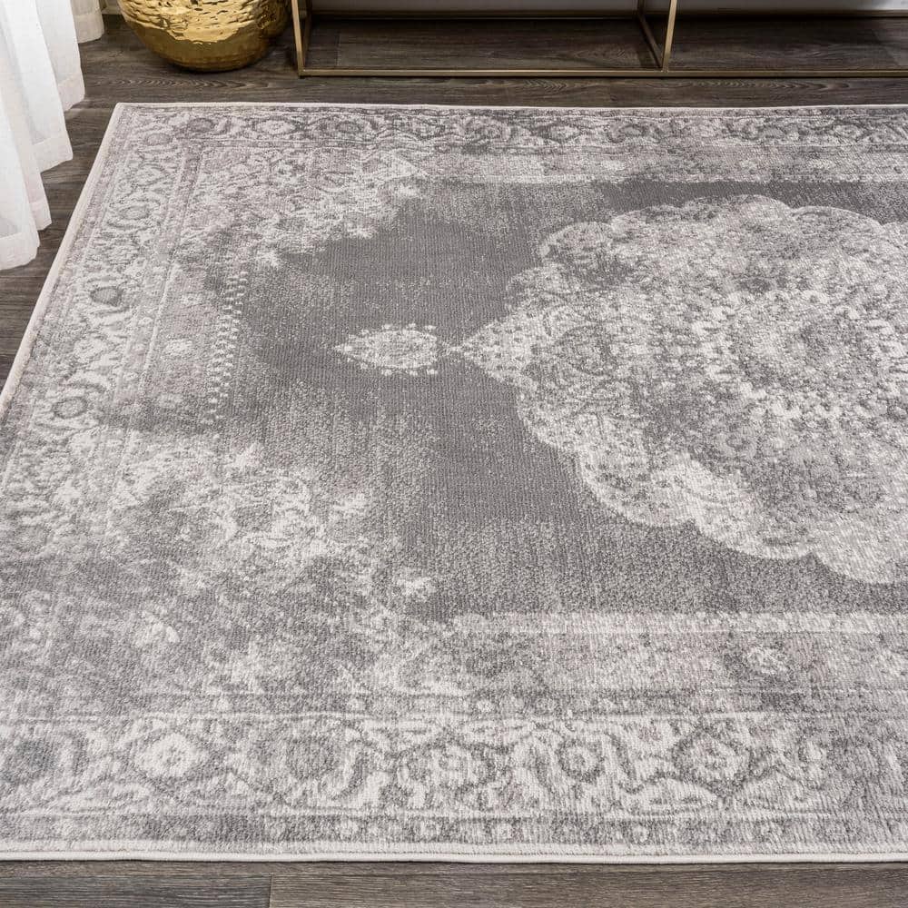Rosalia Cottage Medallion 5'x8' Reversible Area Rug, Gray/Dark Gray