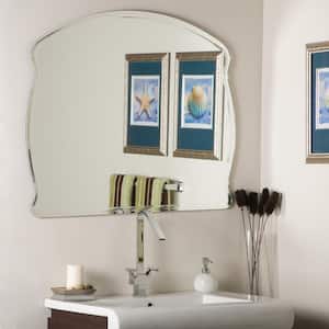 40 in. W x 32 in. H Frameless Square Bathroom Vanity Mirror in Silver