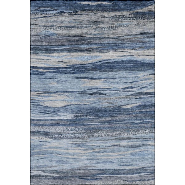 Mayfield Premium Machine Washable Abstract AMF1933 Blue 9 ft. x 12 ft. Area Rug