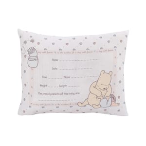 Winnie the Pooh Ivory 4 in. L x 11 in. W Decorative & Personalized Birth Keepsake Throw Pillow