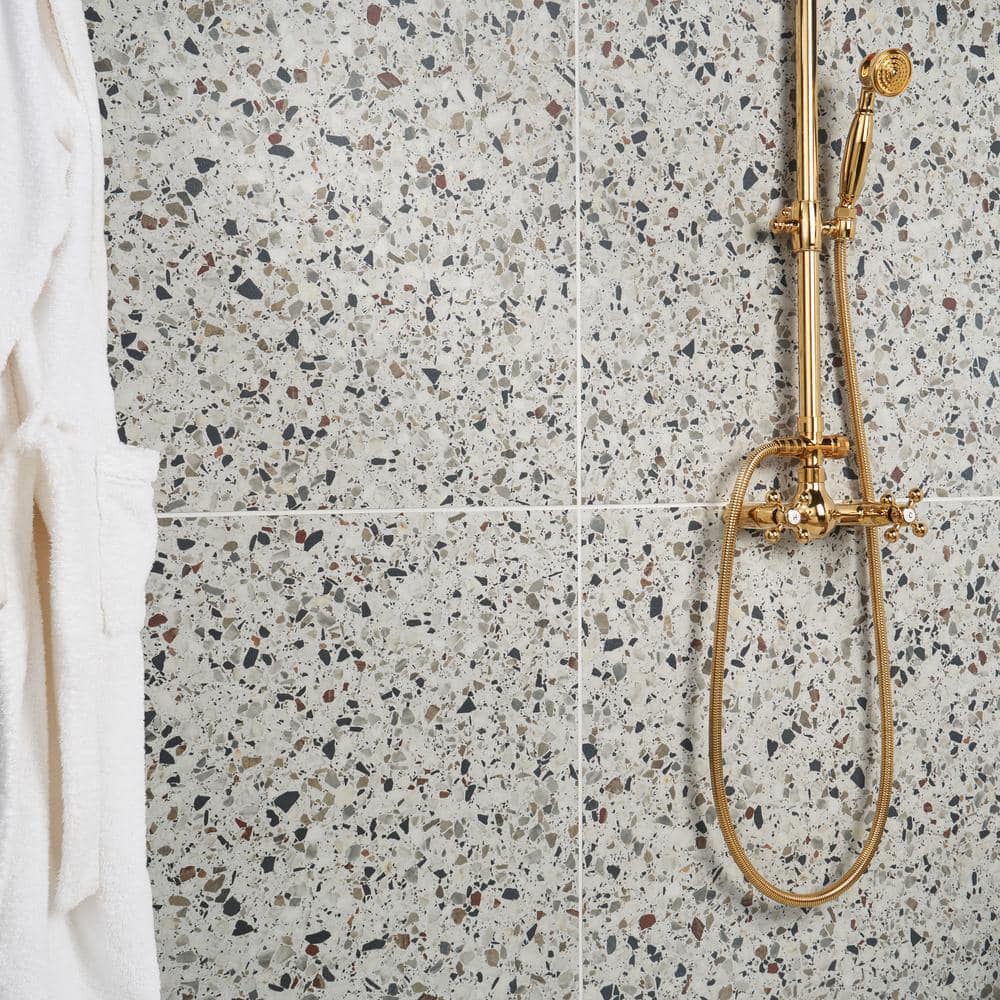 Bryant Ice White 24x24 Matte Porcelain Terrazzo Tile
