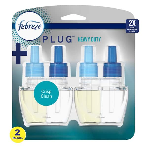 Febreze Plug Heavy-Duty Crisp Clean Scent Refills Recharges Air Freshener  (Pack of 2) 003077209983 - The Home Depot