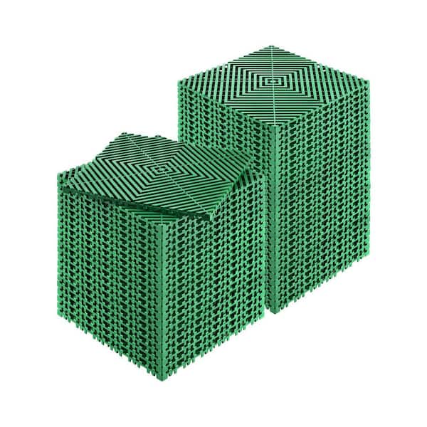 Interlocking Drainage Mat 12 in. x12 in. Splicing Drainage Mats 50-Pices Interlocking Cushion Non-Slip Green PP Drainage