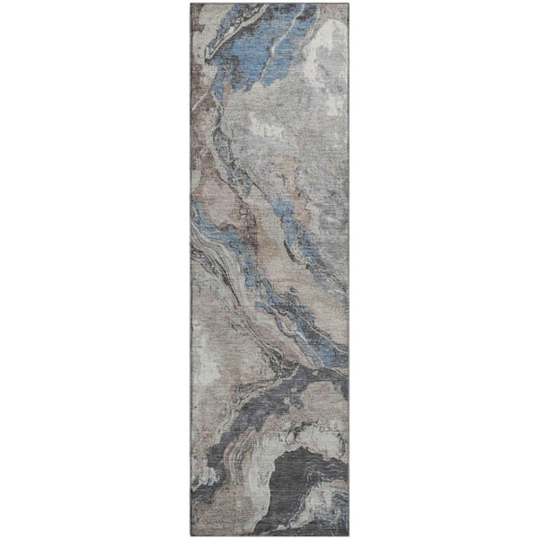 Mayfield Premium Machine Washable Abstract AMF1908 Taupe 2 ft. 3 in. x 7 ft. 6 in. Runner Rug