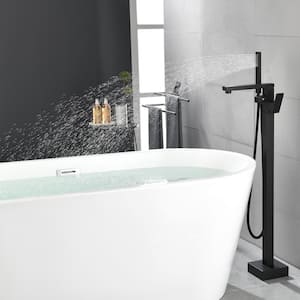 Single-Handle Freestanding Tub Faucet with Hand Shower in Matte Black