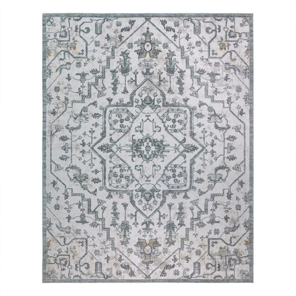 Gertmenian & Sons Quattro Cyrus Gray 9 ft. x 13 ft. Medallion Indoor Area Rug