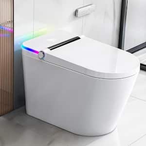 Elongated Smart Bidet Toilet 1.32 GPF in White with Adjustable Sprayer Settings, Built-In Aromatherapy, Foot Sensor