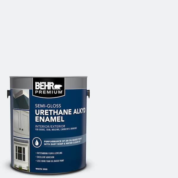 BEHR PREMIUM 1 gal. #BL-W10 Maui Mist Urethane Alkyd Semi-Gloss Enamel Interior/Exterior Paint