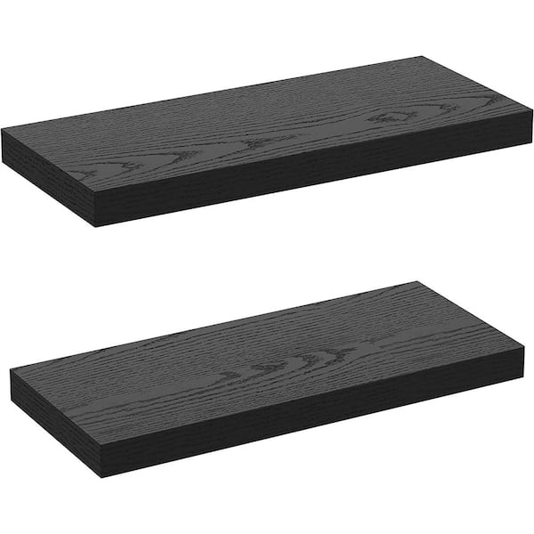 Cubilan 15.75 in. W x 9.25 in. D Black Wood Composite Decorative Wall Shelf, Set of 2